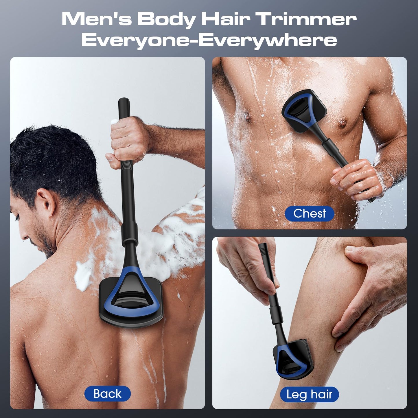 ZOMU Back Shavers for Men:Back Hair Shaver and Body Shavers for Men with Safety Blade Technology & Ergonomic DIY Long Handle, Wet or Dry Shaving Beauty and Personal Care ZOMU