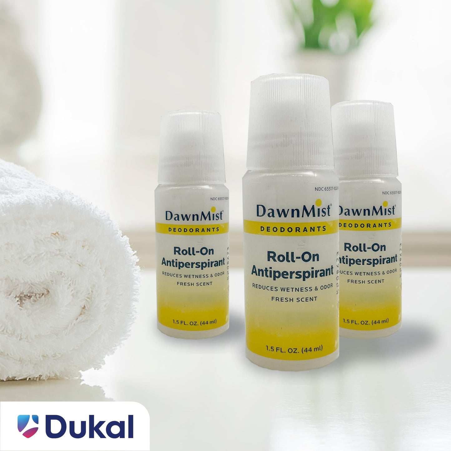 DawnMist Antiperspirant Deodorant Roll-On, 1.5 oz Clear Bottle - Fresh Scent, Long-Lasting Protection (Pack of 96) Beauty and Personal Care Dukal