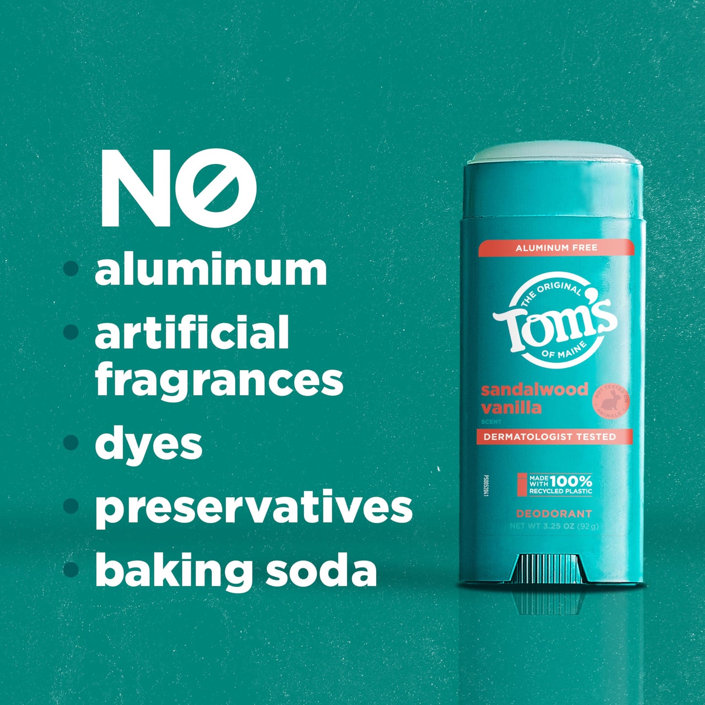 Tom’s of Maine Sandalwood Vanilla Aluminum Free Natural Deodorant For Women & Men - Goes on Clear - Odor & Wetness Protection - Naturally Derived Beauty and Personal Care Tom's of Maine