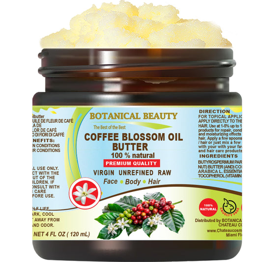 Botanical Beauty COFFEE BLOSSOM OIL BUTTER 100% Natural Coffee Blossom Essential Oil in Shea Nut Butter for FACE, SKIN, BODY, HAIR, NAILS. Beauty Skin Beauty & Personal Care Botanical Beauty