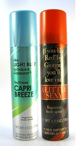 Parfums De Coeur Designer Imposters Women Body Spray 2.5 oz Bundle: (Capri Breeze/A Little Sexy) Beauty & Personal Care Parfums De Coeur