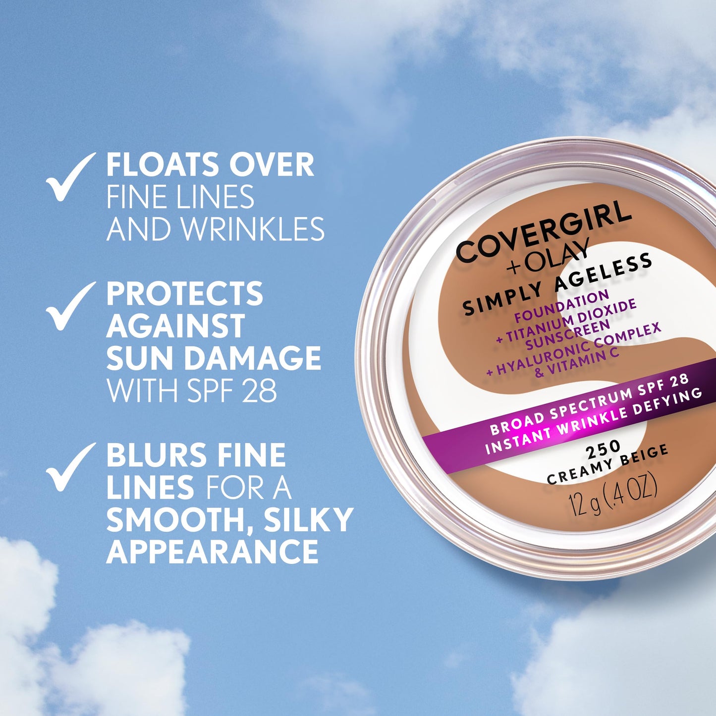 COVERGIRL & Olay Simply Ageless Instant Wrinkle-Defying Foundation, Creamy Natural 0.44 Fl Oz (Pack of 1) Beauty & Personal Care COVERGIRL