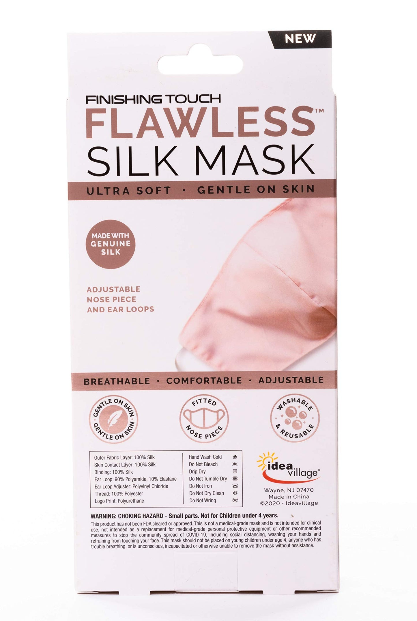 Finishing Touch Flawless Silk Face Mask Washable Soft and Gentle on Skin, Blush, 1 Count Beauty & Personal Care Finishing Touch