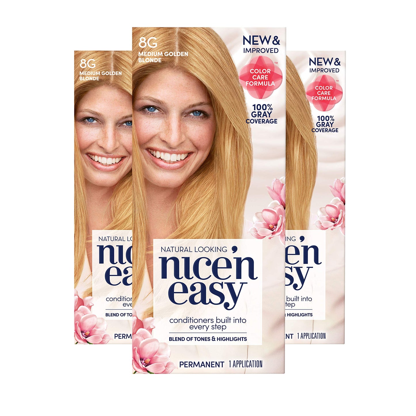 Clairol Nice'n Easy Permanent Hair Dye, 8G Medium Golden Blonde Hair Color, 3 Count Beauty & Personal Care Clairol
