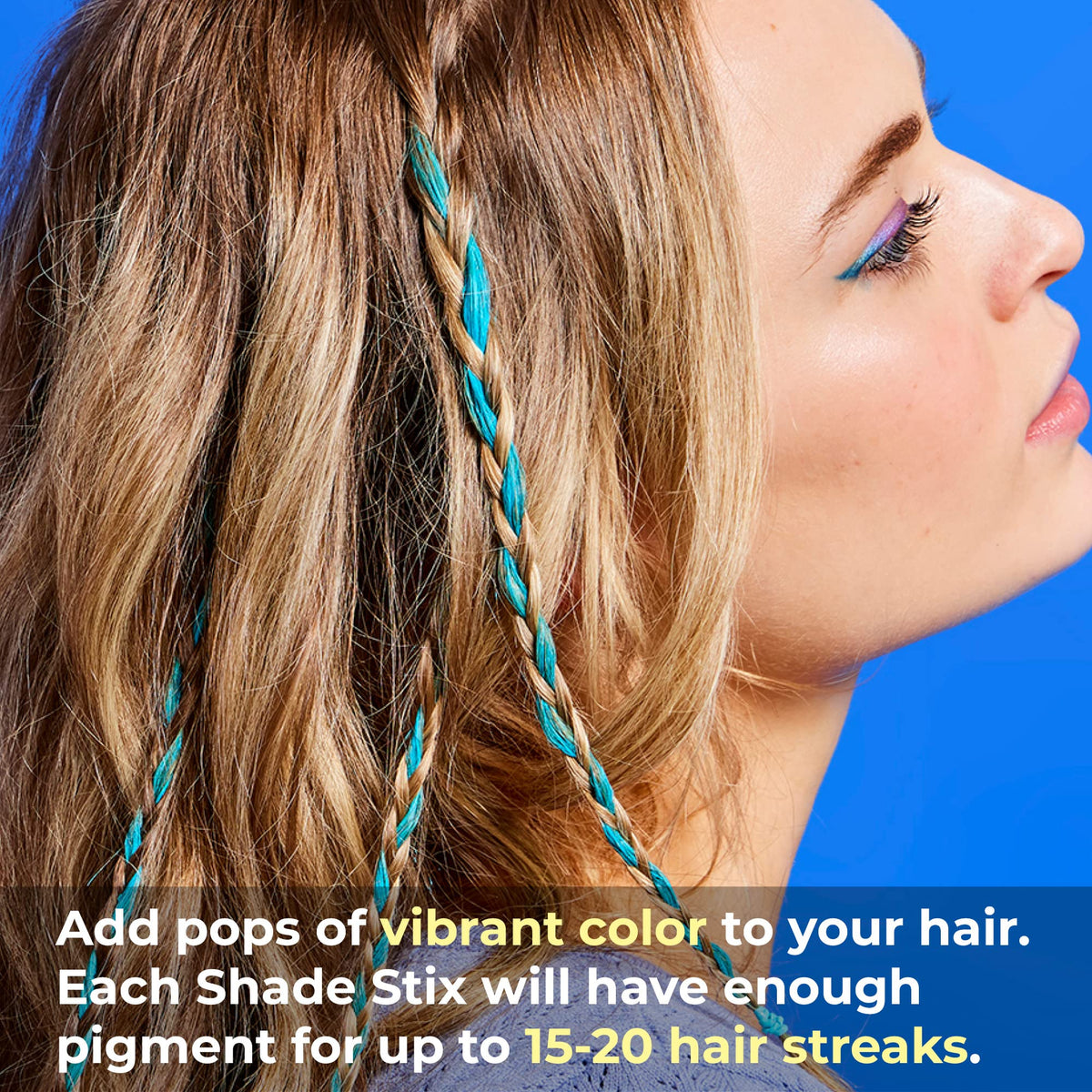 Hally Hair Shade Stix, Temporary Hair Color for Kids & Adults - Blue