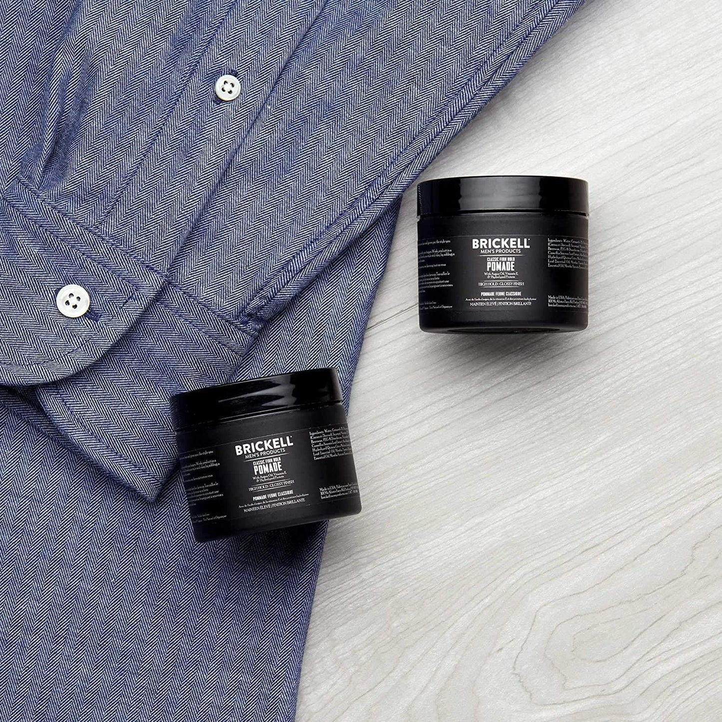 Brickell Men's Hair Styling Firm Hold Pomade for Men, Natural & Organic With Strong Hold & High Shine Finish, 2 Ounces, Scented Beauty & Personal Care Brickell Men's Products