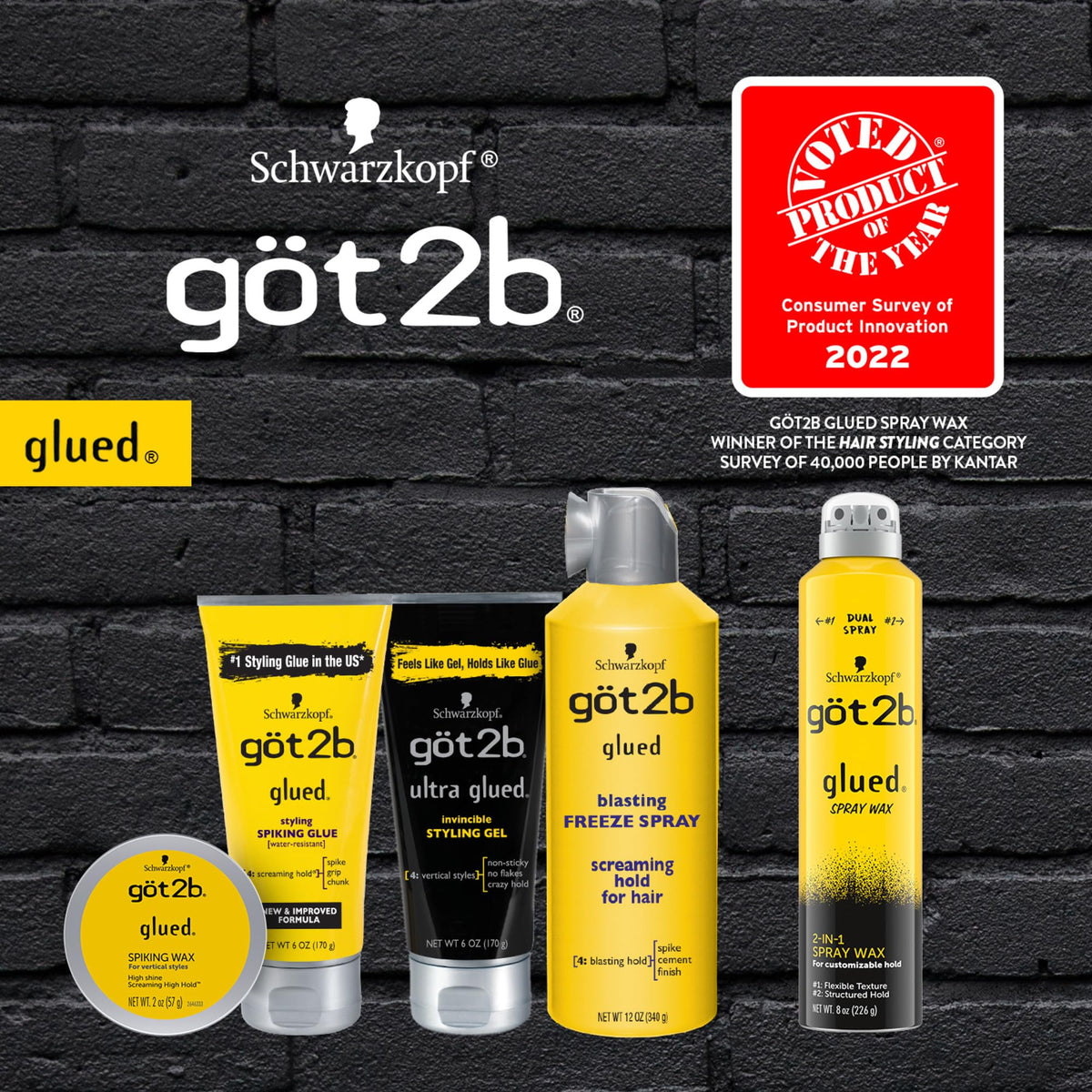got2b Ultra Glued Invincible Styling Gel Set, 6 Fl Oz (2-Tube) + 1.25 Fl Oz Travel Size, Hair Gel for Men and Women with Extra Strong Hold Beauty & Personal Care Got2B