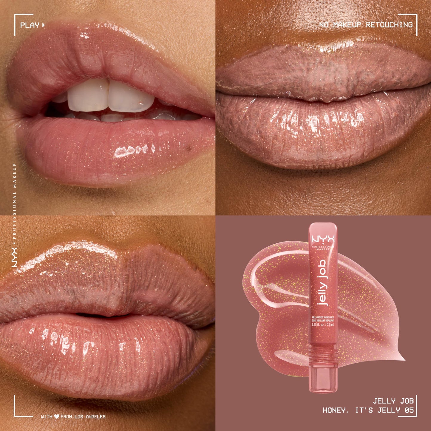 NYX PROFESSIONAL MAKEUP Jelly Job Lip Gloss, Lip Tint Gloss with Full-Bodied, Smoothing, and Hyper-Glossy Shine - Honey, It's Jelly (Nude Pearl Beauty & Personal Care NYX PROFESSIONAL MAKEUP
