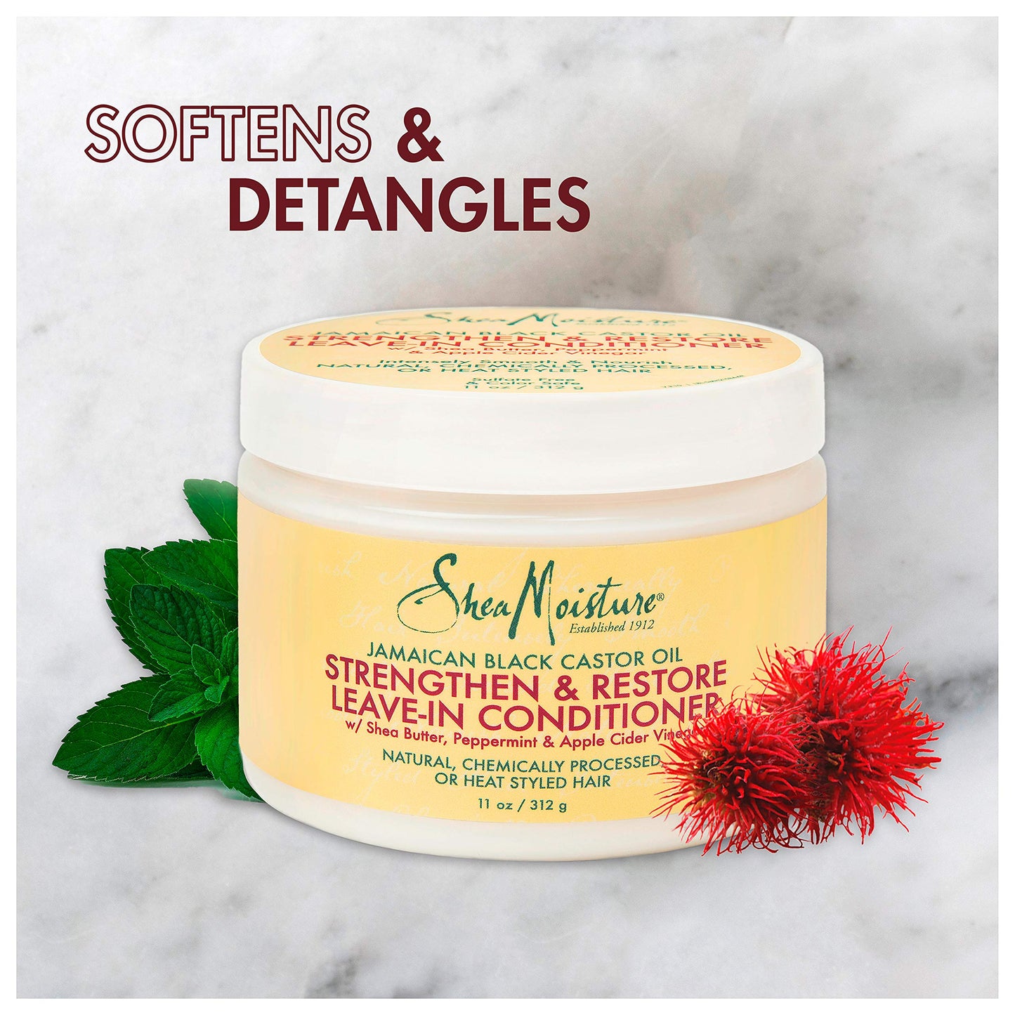 SheaMoisture Leave-In Conditioner with Pure Jamaican Black Castor Oil for Damaged, Over-Processed Hair - Softens and Detangles, 11.5 oz Beauty & Personal Care SheaMoisture