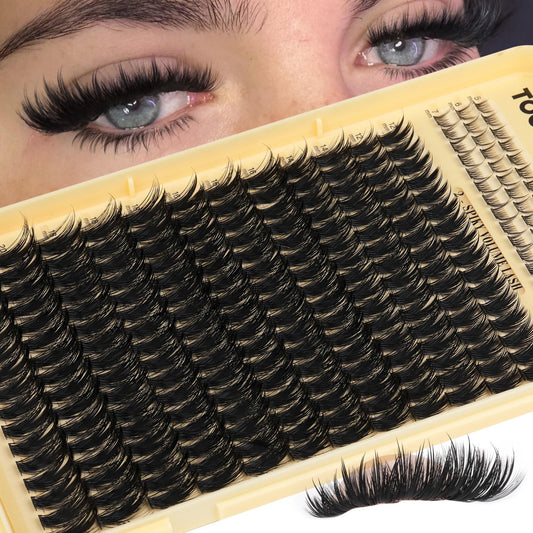 Thick Eyelash Clusters Spiky Lashes Clusters 12-20mm Volume Eyelashes Extensions with Bottom Lash Clusters D Curly Fairy Mink Cluster Lashes Beauty and Personal Care TOOCHUNAG Default Title
