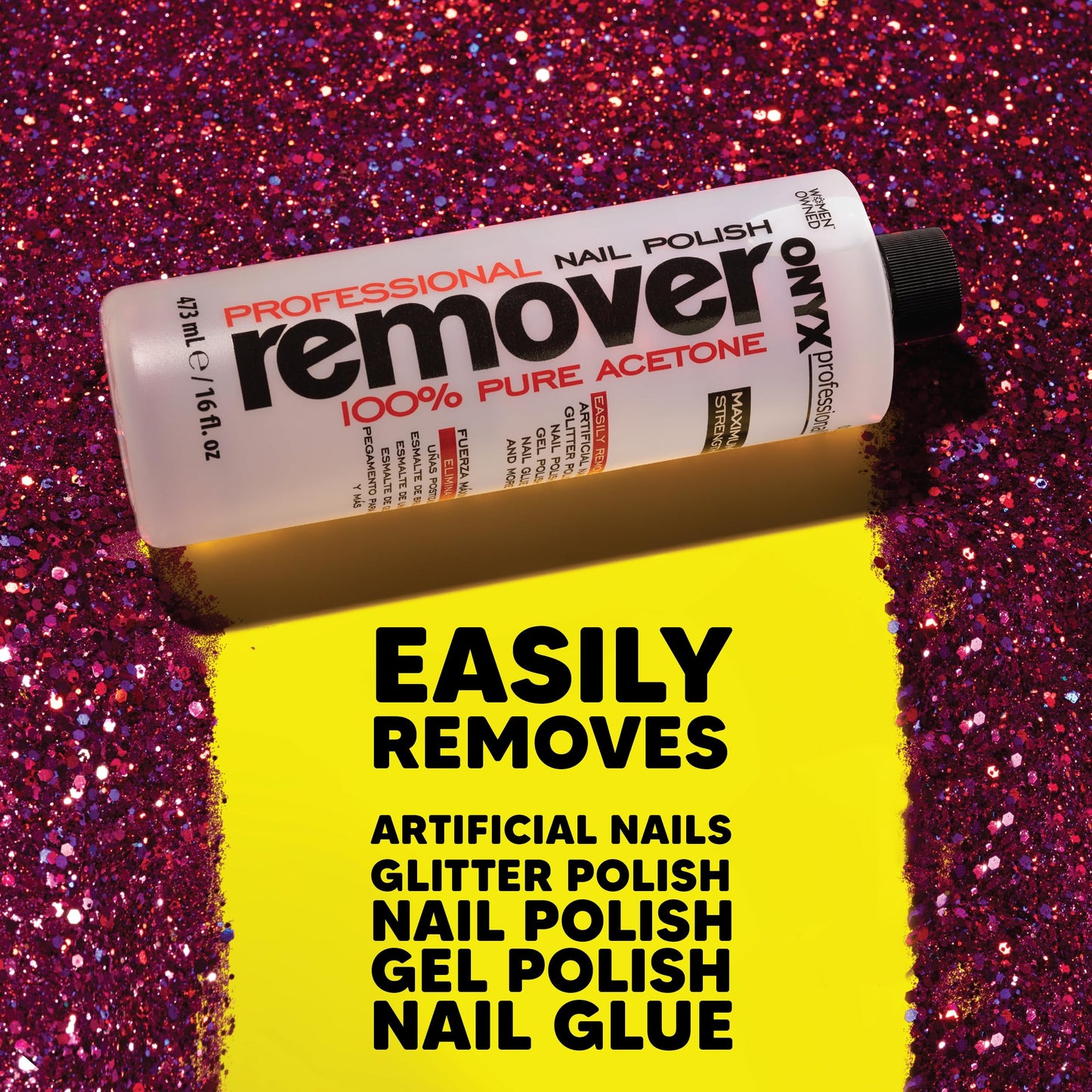 Onyx Professional 100% Pure Acetone Nail Polish Remover Kit with 7 inch Nail File, 16 fl oz - Made in USA, Maximum-Strength Gel Polish Remover Beauty & Personal Care Onyx Professional