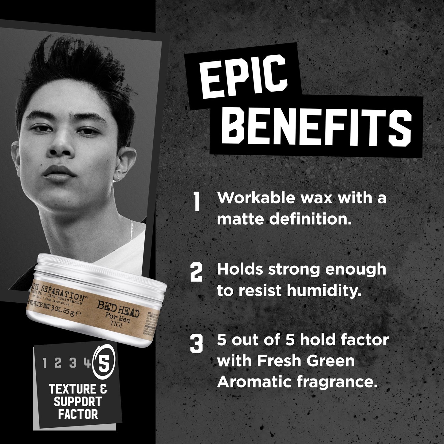 TIGI Bed Head for Men Matte Separation Workable Wax - Use for Strong Hold - For Men's Hairstyles - Use on Damp or Dry Hair - Premium Strong Hold Hair Beauty & Personal Care Bed Head