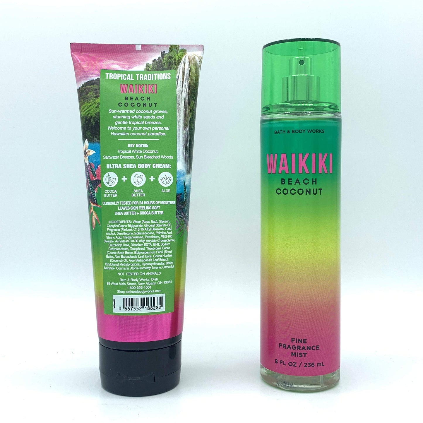 Bath and Body Works Waikiki Beach Coconut 2020 Edition 8oz Body Cream and 8oz Fine Fragrance Mist 2-Piece Bundle, Regular Sizes Beauty & Personal Care Bath & Body Works