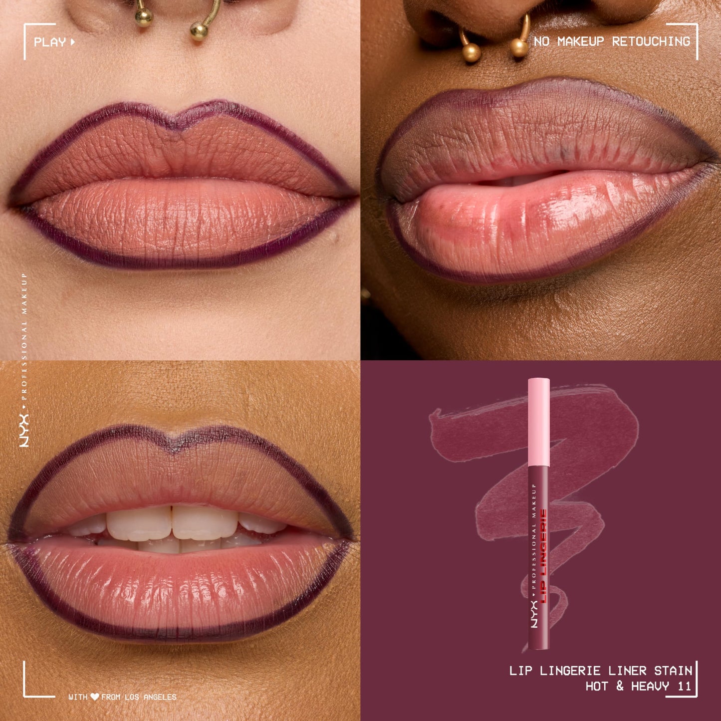 NYX PROFESSIONAL MAKEUP Lip Lingerie Liner Stain, Seamless Make Up with All-Day Color, Waterproof Lip Stain Finish - Hot N' Heavy (Black Currant) Beauty & Personal Care NYX PROFESSIONAL MAKEUP