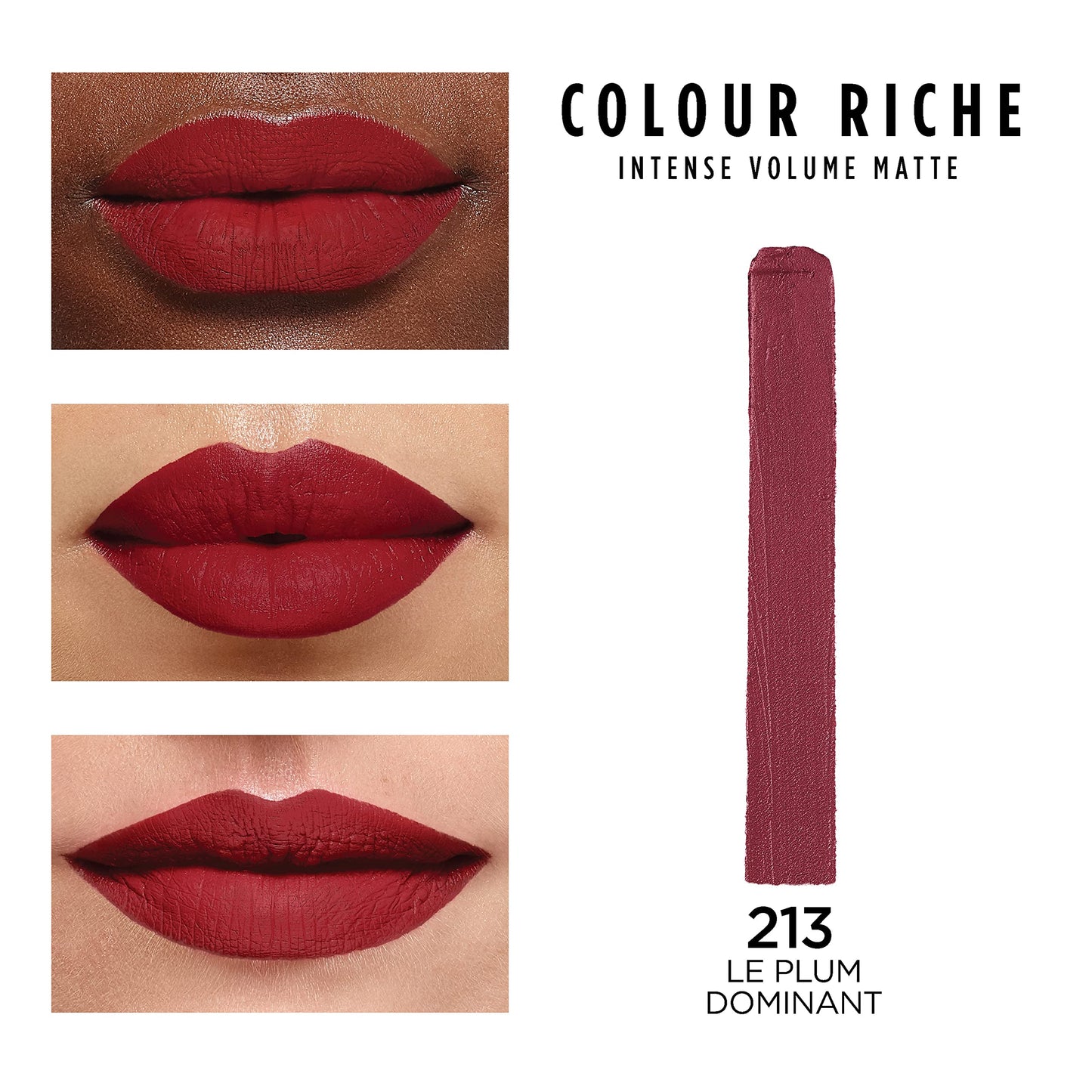 L'Oreal Paris Colour Riche Intense Volume Matte Lipstick, Lip Color Infused with Hyaluronic Acid for up to 16hr All Day Comfort, Le Plum Dominant, Beauty & Personal Care L'Oreal Paris