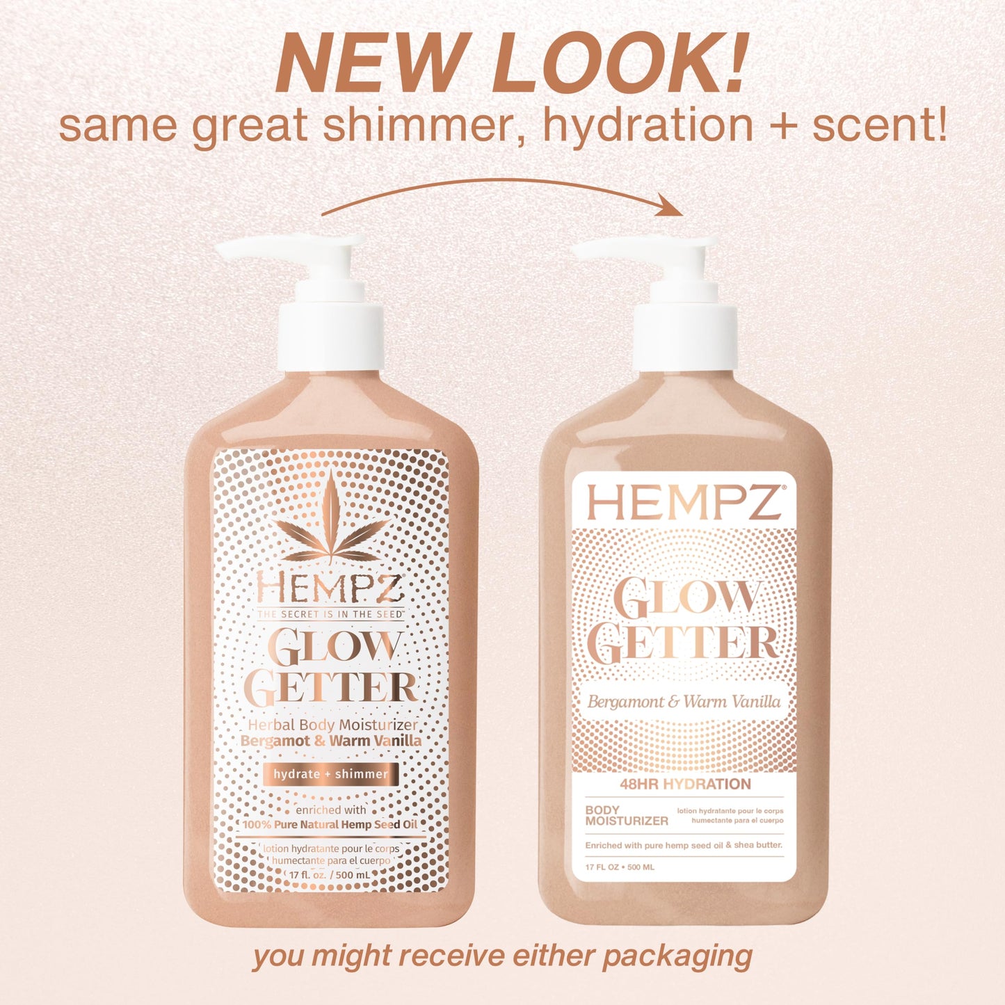 Hempz Glow Getter Body Lotion, Hydrating Moisturizer with Shimmer, 17 oz. Beauty & Personal Care Hempz