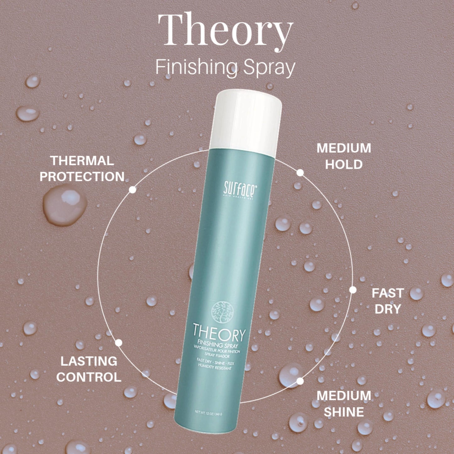 SURFACE Hair Theory Finishing Spray, Medium Hold Flexible Styling Hairspray - Thermal Protection with Medium Shine - Lasting Control, 12 Oz (Packaging Beauty & Personal Care SURFACE