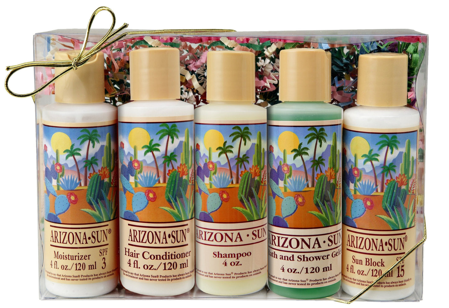Gift Set - Five - 4 oz. Bath Products - Includes Moisturizer - SPF 15 - Shampoo - Hair Conditioner - Bath and Shower Gelee - Relaxing - Great Gift Beauty & Personal Care Arizona Sun
