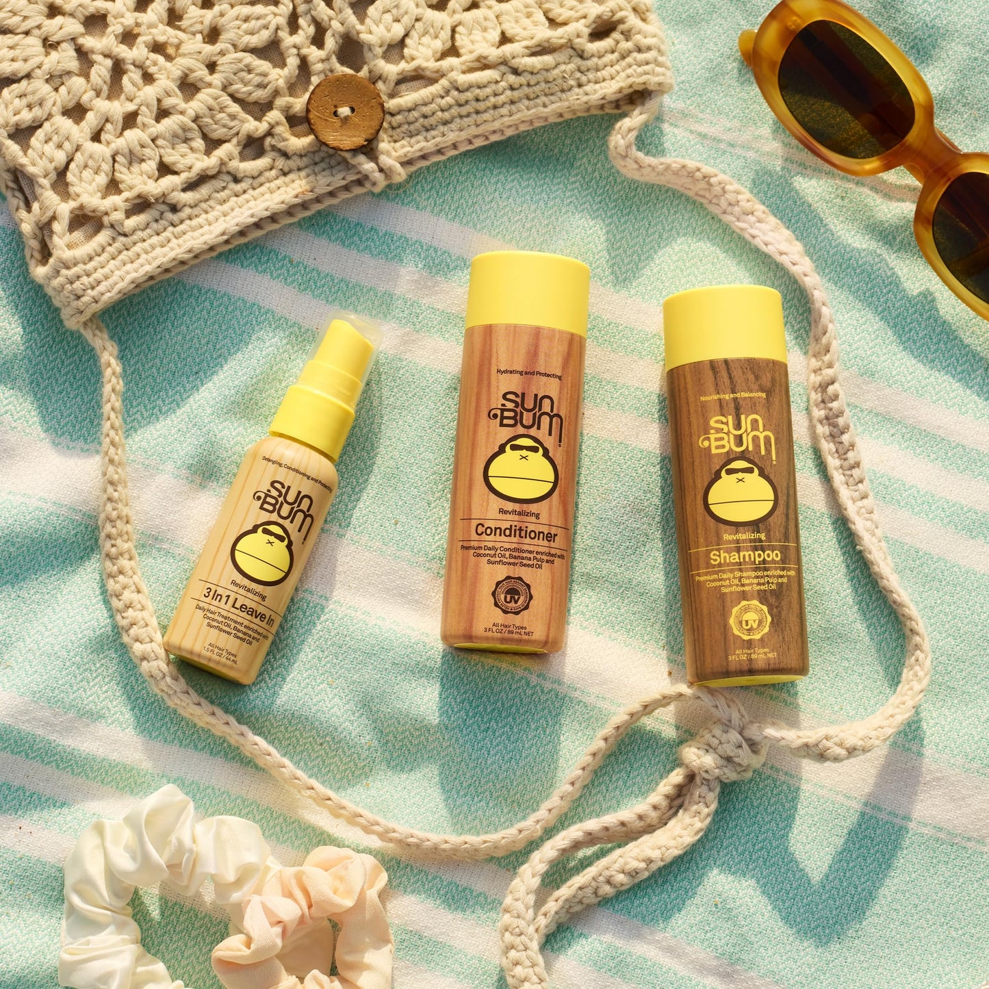 Sun Bum Revitalizing 3 in 1 Leave In Conditioner - Anti Frizz Detangler - Color Friendly with UV Protection - Enriched with Coconut Oil and Banana Beauty & Personal Care Sun Bum