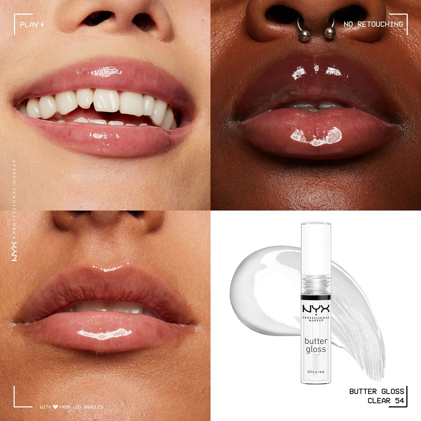 NYX PROFESSIONAL MAKEUP Butter Gloss, Non-Sticky Lip Gloss - Sugar Glass (Clear), Pack Of 3 Beauty & Personal Care NYX PROFESSIONAL MAKEUP