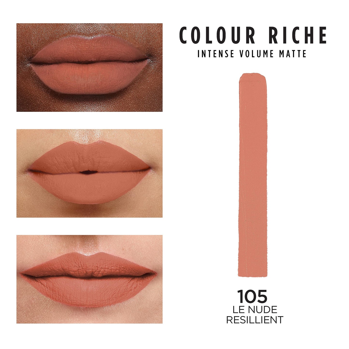 L'Oreal Paris Colour Riche Intense Volume Matte Lipstick, Lip Makeup Infused with Hyaluronic Acid for up to 16HR Wear, Le Nude Resilient, 0.06 Oz Beauty & Personal Care L'Oreal Paris