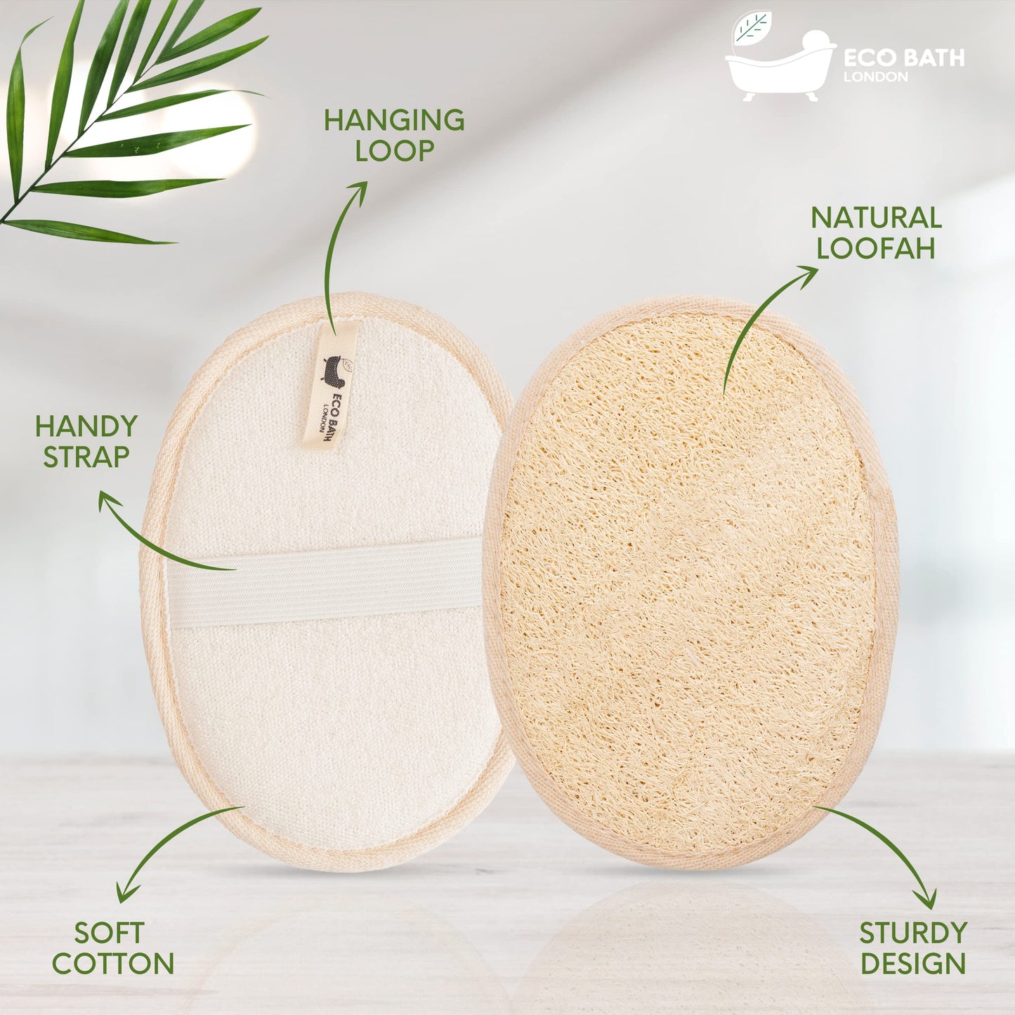 Eco Bath London Natural Loofah Pad - Exfoliating Loofah Sponge for Women and Men, 100% Natural Loofah Body Scrubber, Eco-Friendly and Biodegradable Beauty and Personal Care Eco Bath London