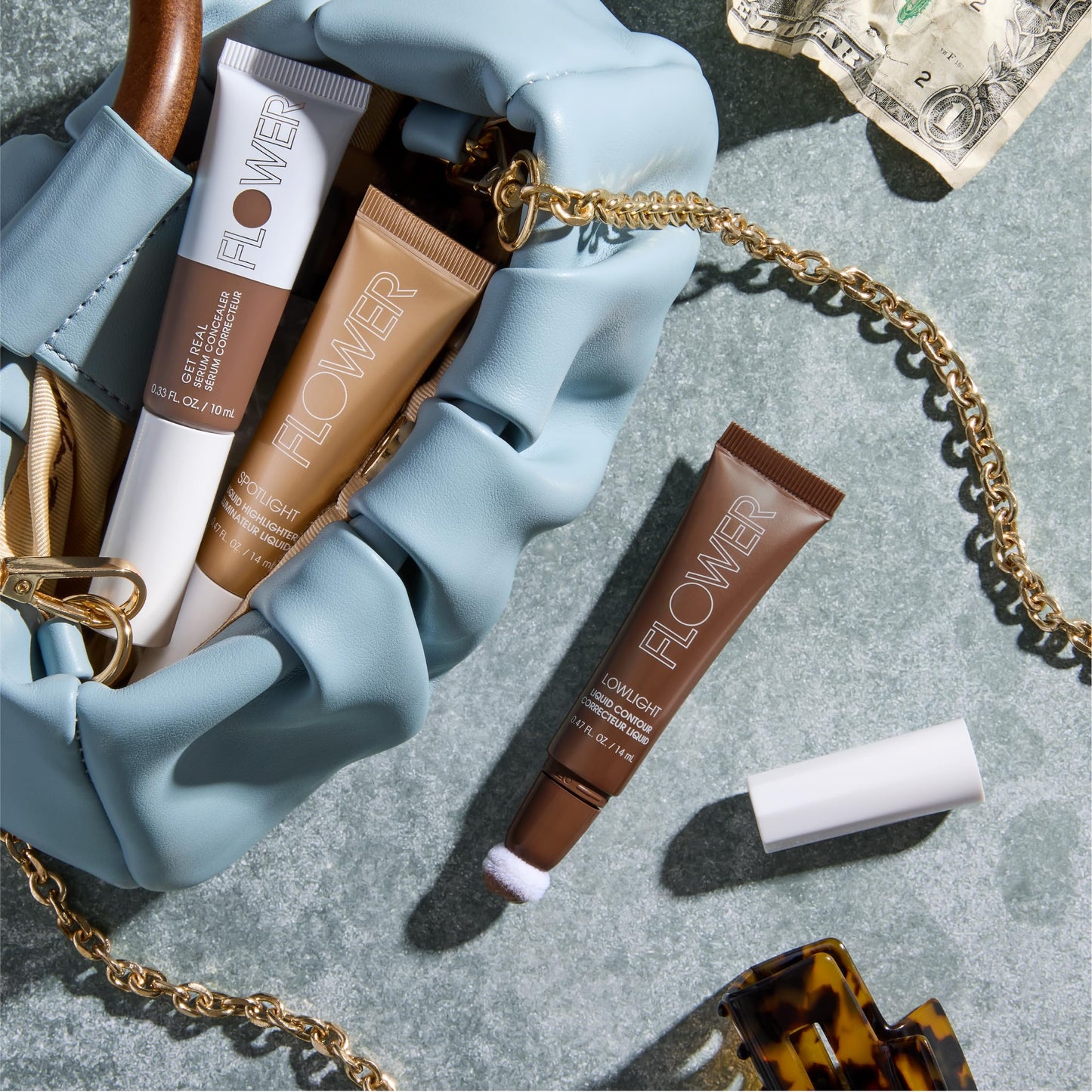 FLOWER BEAUTY By Drew Barrymore Lowlight Liquid Contour - Natural Finish + Buildable Coverage - Built-In Cusion Applicator - Deep Beauty & Personal Care FLOWER BEAUTY