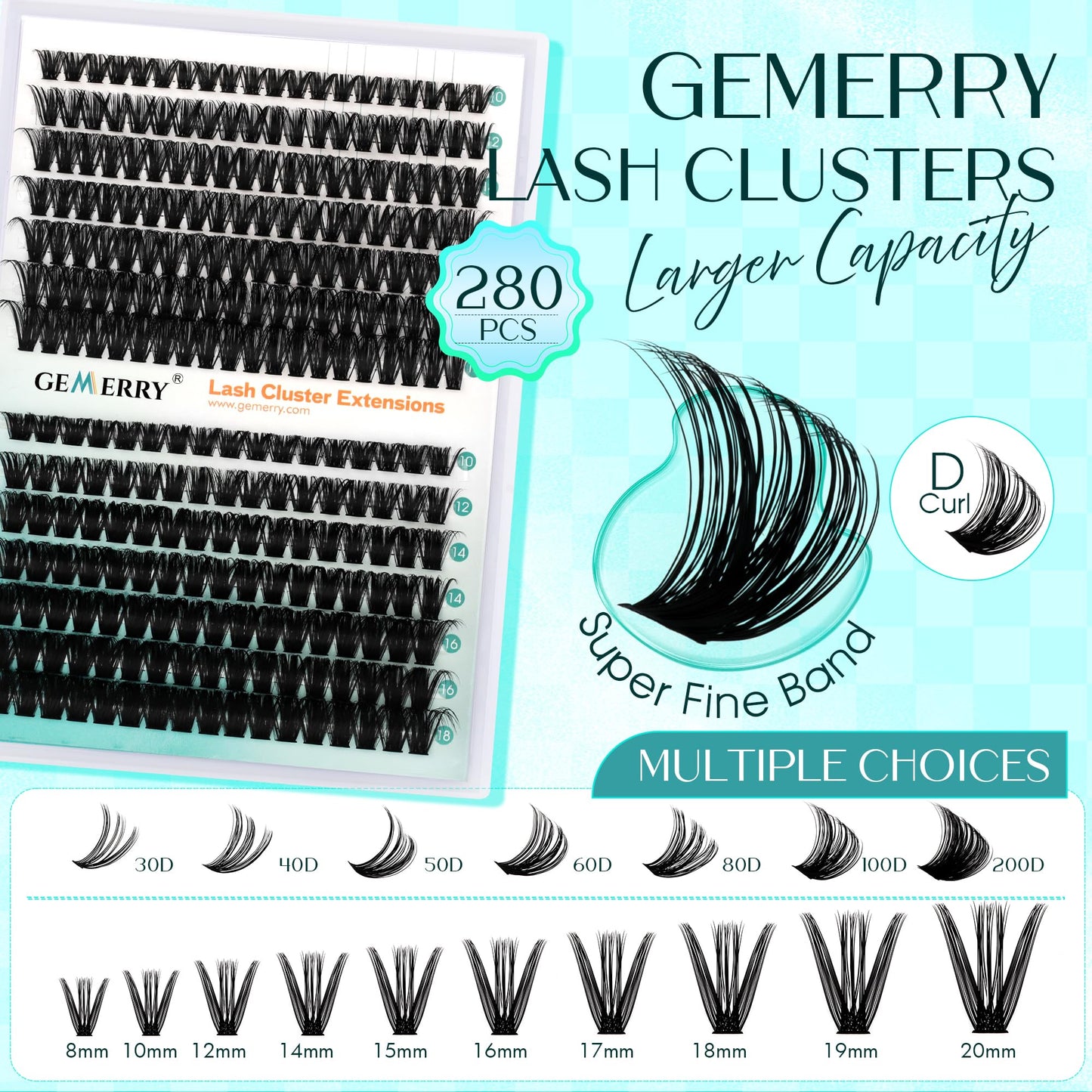 Lash Clusters GEMERRY 280pcs Clusters Lashes D Curl Soft&Natural Individual Lashes Cluster Eyelash Clusters DIY Lash Extensions at Beauty and Personal Care GEMERRY