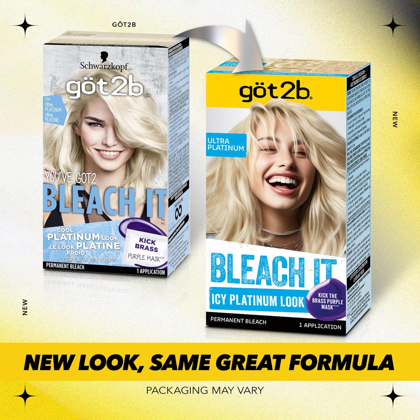 got2b Bleach It Permanent Hair Dye, Ultra Platinum Blonde, 00A, Hair Bleach Kit with Developer and Anti-Brass Purple Mask, Lightens Up to 8 Levels Beauty & Personal Care Got2B