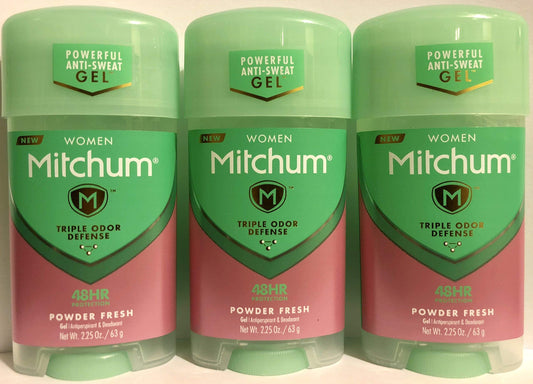 Mitchum Gel Anti-Perspirant Deodorant, Triple Odor Defense for Women, Powder Fresh, 2.25 Oz - 3 Pack Beauty and Personal Care Mitchum