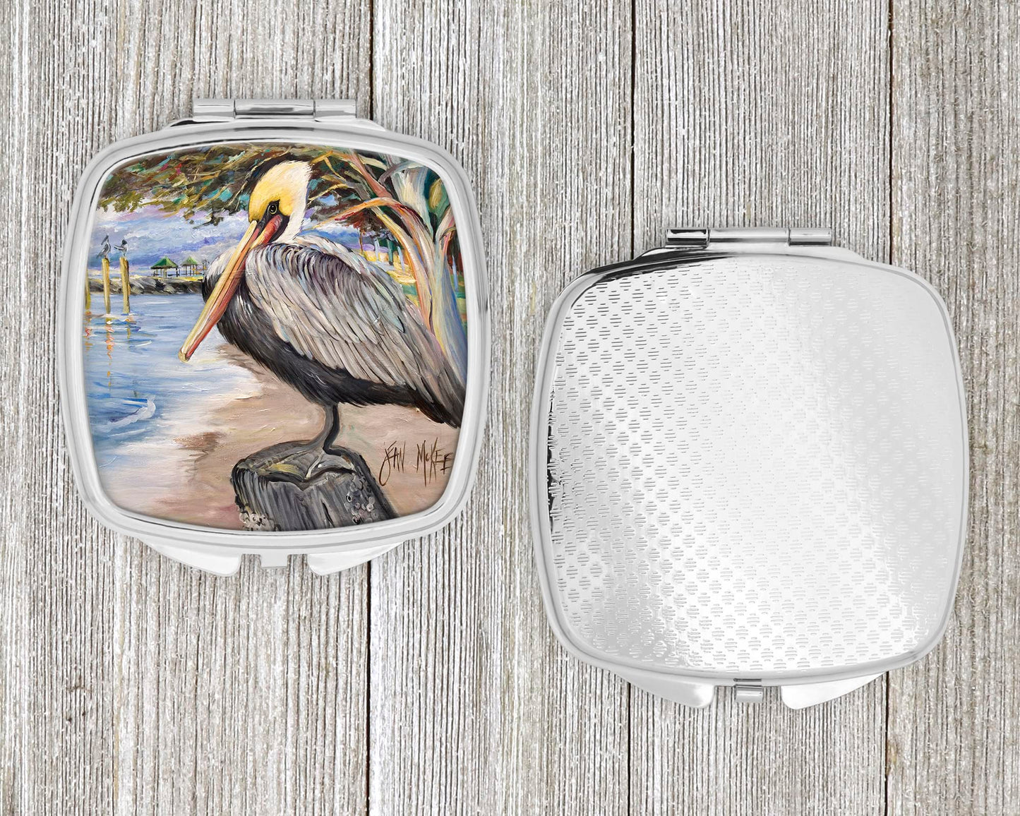 Caroline's Treasures JMK1218SCM Pelican Bay Compact Mirror Decorative Travel Makeup Mirror for Women Girls Gifts Pocket Makeup Mirror Folding Handheld Beauty & Personal Care Caroline's Treasures