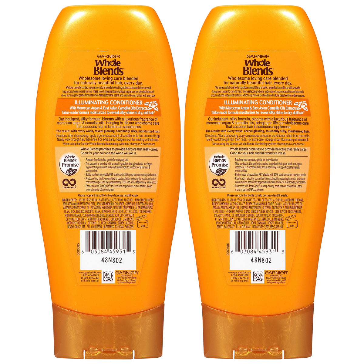 Garnier Whole Blends Illuminating Conditioner Moroccan Argan and Camellia Oils Extracts, 12.5 Fl Oz (Pack of 2)