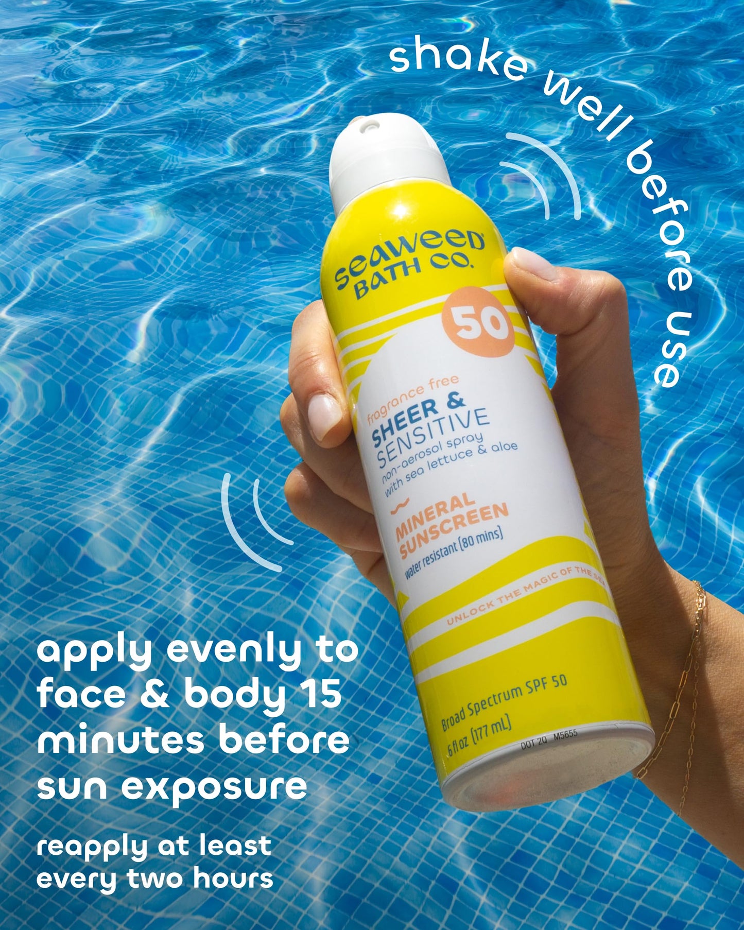 Seaweed Bath Co. Sheer Mineral Sensitive SPF 50 Broad Spectrum Sunscreen Spray - Fragrance Free, Non-Nano, Skin-Friendly Formula - 6 oz Beauty & Personal Care The Seaweed Bath Co.