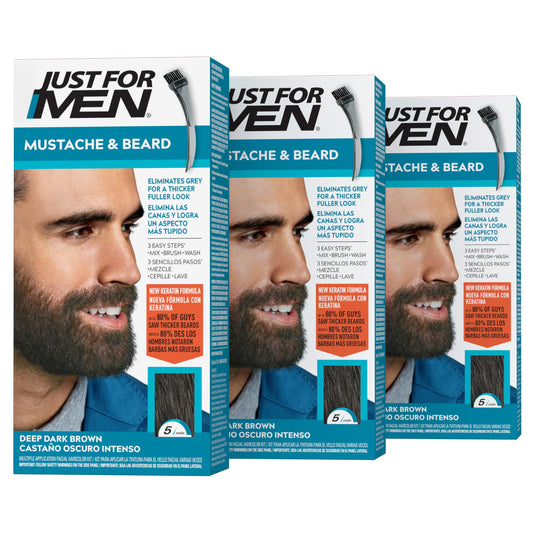 Just For Men Mustache & Beard, Beard Dye for Men with Brush, With Keratin Biotin Aloe and Coconut Oil for Healthy Facial Hair - Deep Dark Brown, M-46 Beauty & Personal Care Just for Men