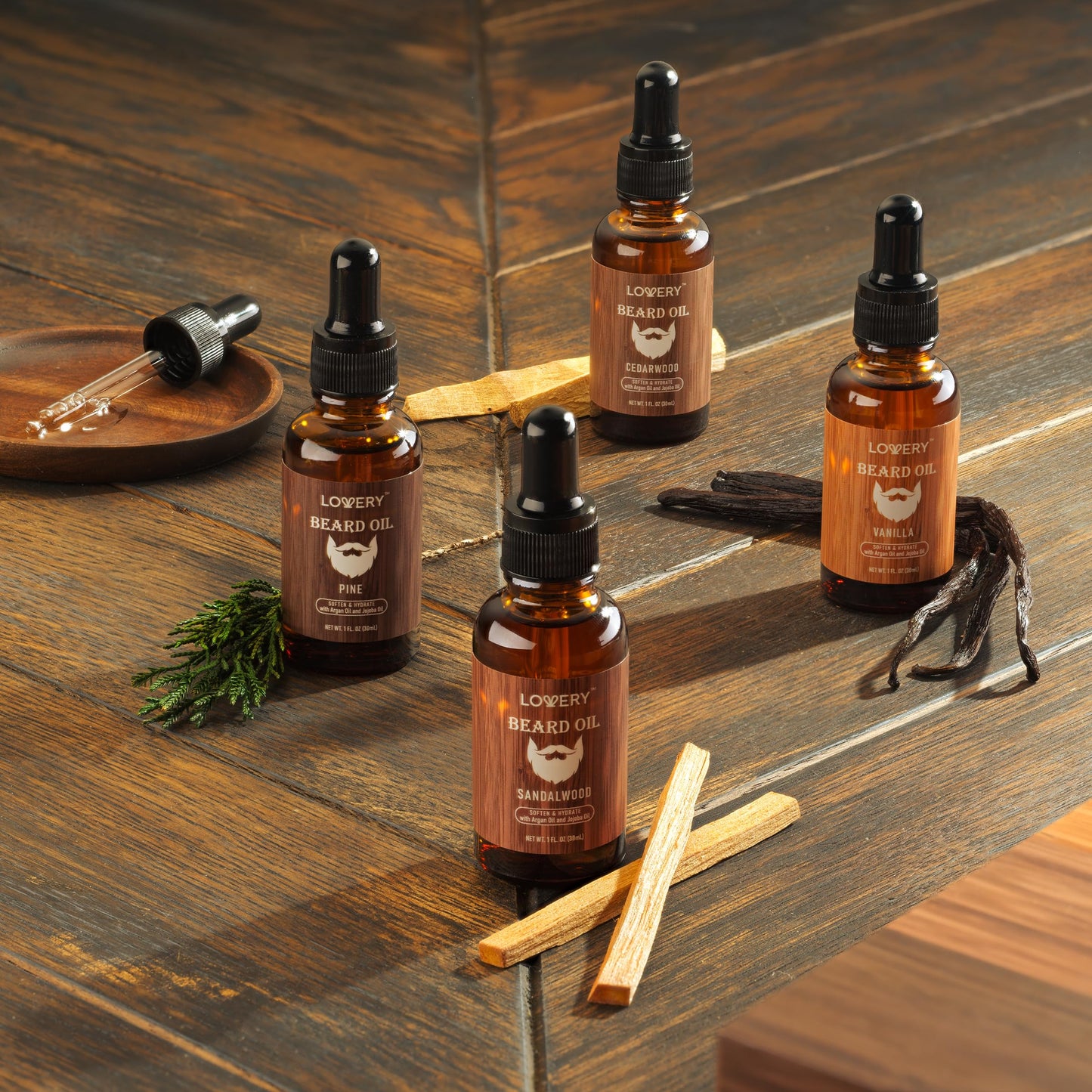 Beard Oil for Men - Sandalwood, Vanilla & Cedarwood Natural Mens Beard Oil Kit with Argan & Jojoba Oil - Beard Softener & Deeply Moisturizer Adding Beauty and Personal Care LOVERY