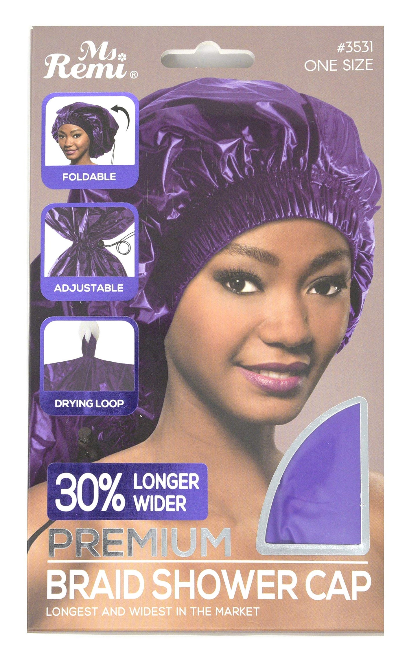 Ms Remi Premium Braid Shower Cap Purple 25 inch long and 18.5 inch wide Beauty & Personal Care Annie