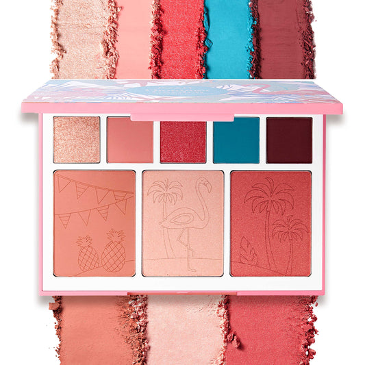 JOAH Beauty Flamingo Garden Cheek and Eyeshadow Palette, Highly Pigmented, Includes 5 Tropical Colored Eye Shadows, 2 Natural Blush Shades & 1 Pink… Beauty & Personal Care JOAH