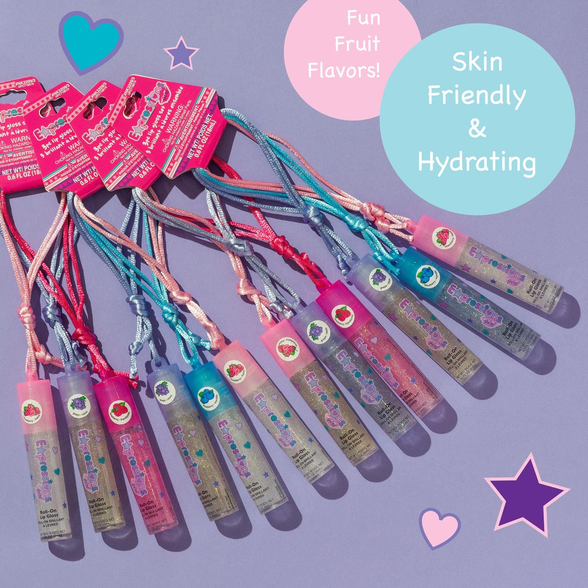 12pc Lip Gloss Necklace, Fruit Flavored Lip Gloss Set, Value Pack, Teen Girls Party Favors, Non Toxic Lip Gloss Necklaces For Girls Beauty & Personal Care EXPRESSIONS