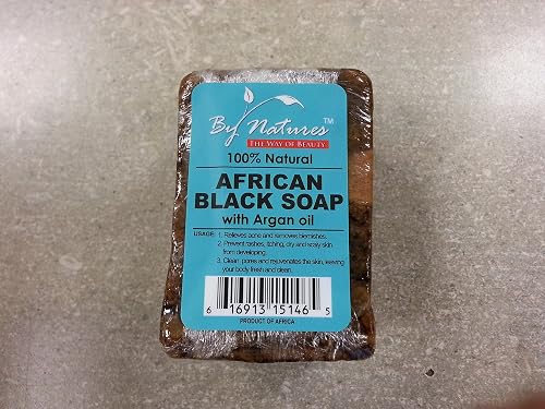 By Natures] AFRICAN BLACK SOAP BAR W/ARGAN OIL 7OZ 100% NATURAL Beauty & Personal Care By Natures