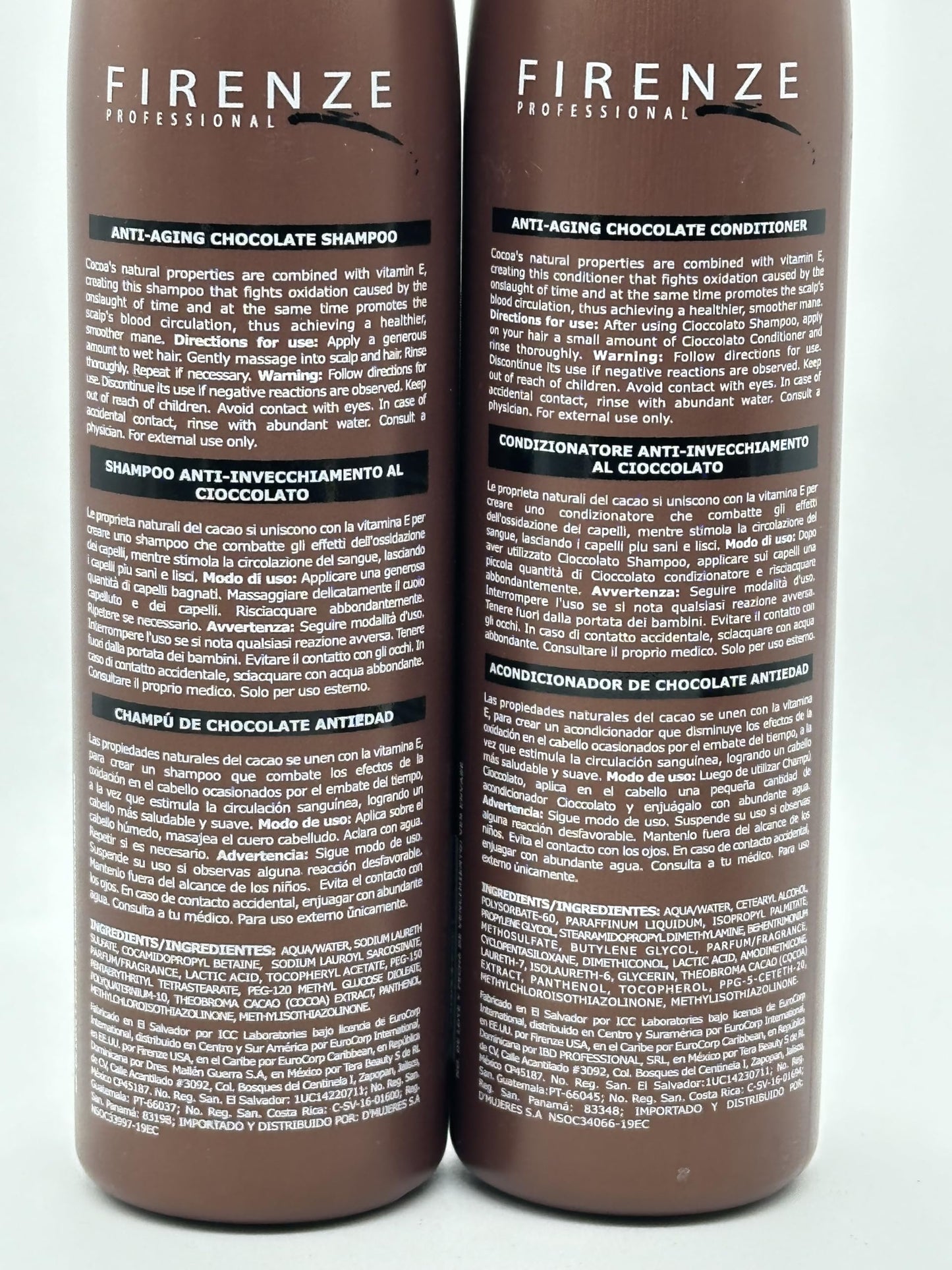 Firenze Professional Cioccolato (CI) Shampoo & Conditioner 10.1 fl oz/300ml + Mask Treatment 13.5 oz/400ml Beauty & Personal Care Firenze Professional
