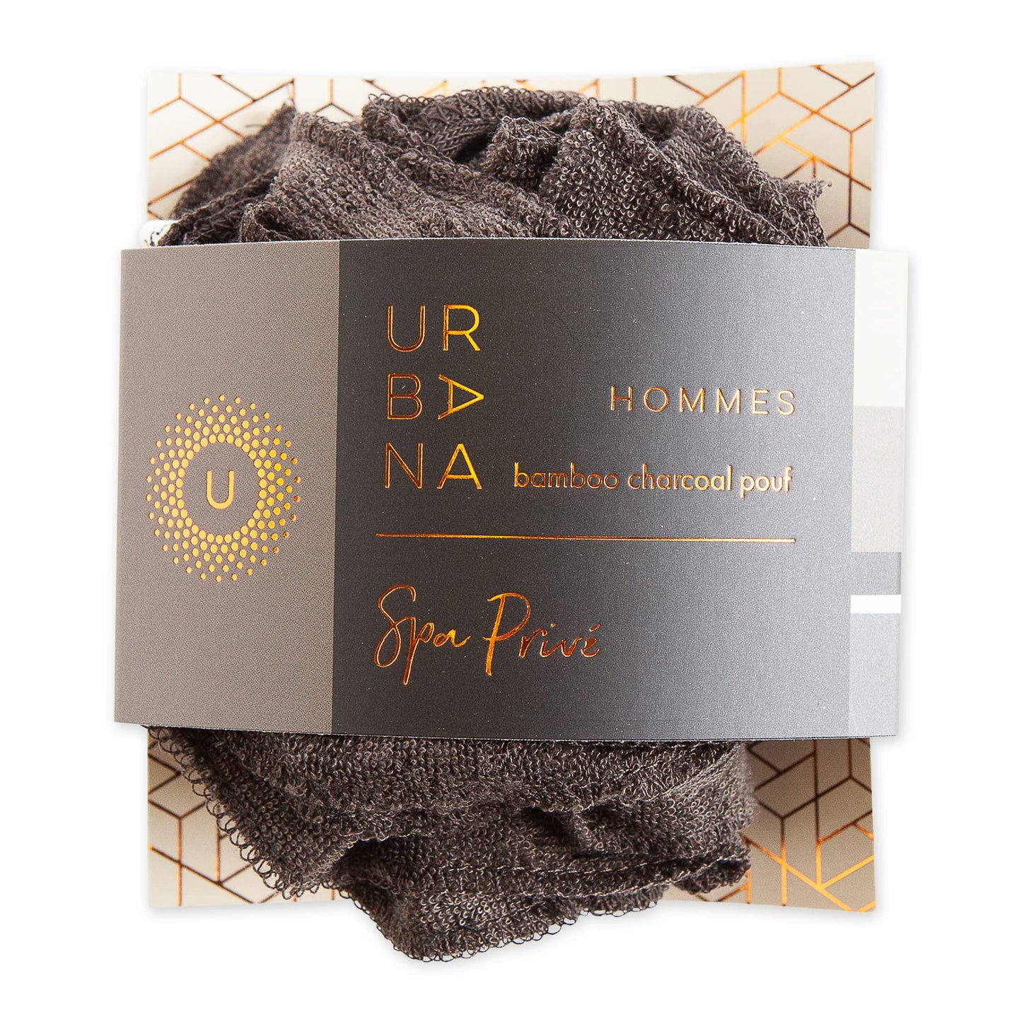 Urbana Spa Prive Men's Bamboo Charcoal Collection, Shower Pouf, Brown (6338) Beauty and Personal Care Urbana