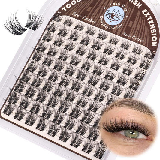 TOOCHUNAG Natural Lash Clusters Wispy Eyelash Clusters D Curly Volume Individual Lashes 10-16MM Cluster Eyelash Extensions DIY Lash Extension Thin Beauty and Personal Care TOOCHUNAG Default Title