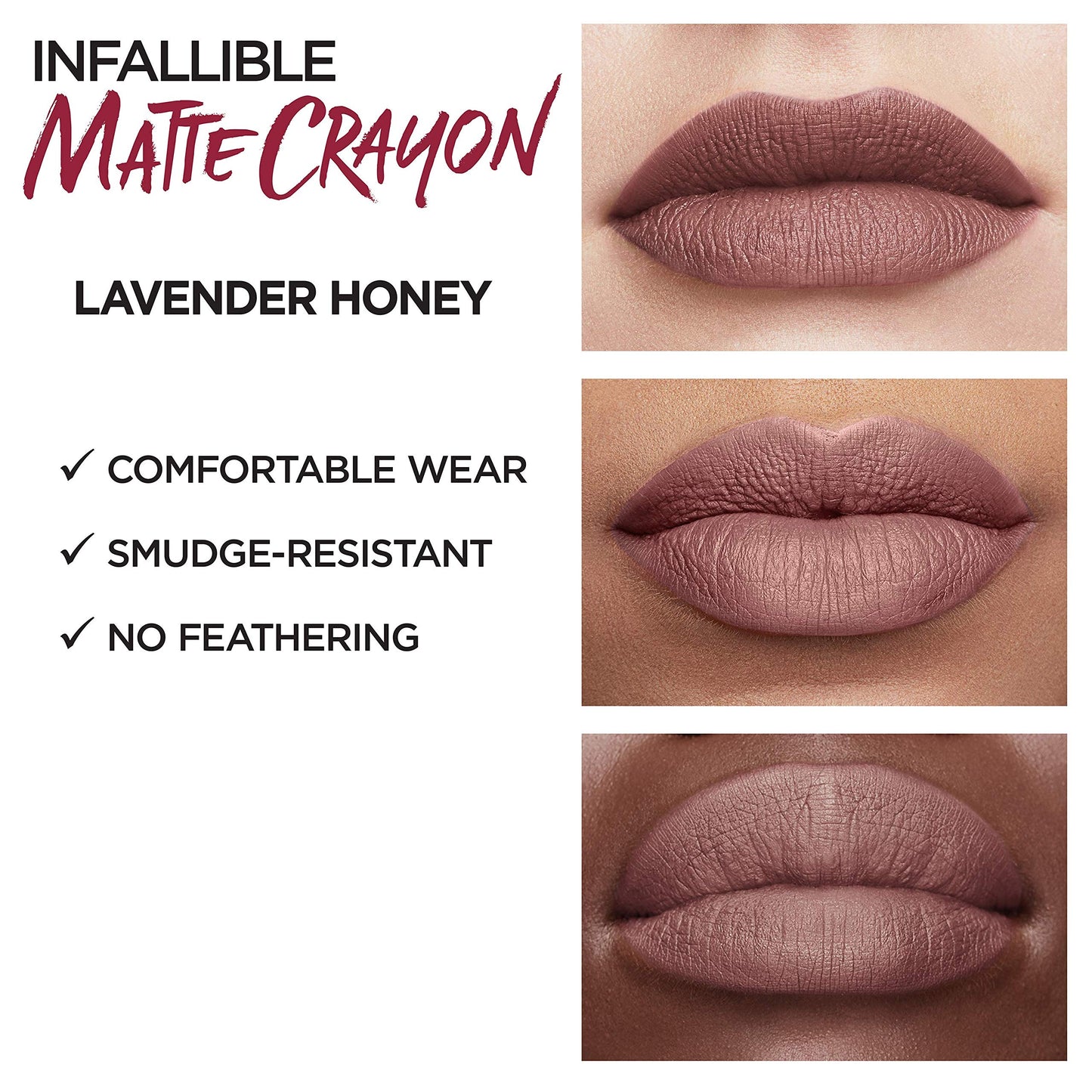L'Oreal Paris Infallible Matte Lip Crayon, Lavender Honey (Packaging May Vary) Beauty & Personal Care L'Oreal Paris
