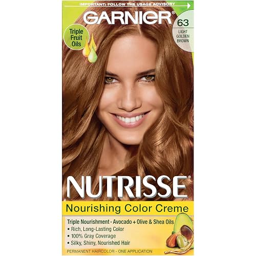 Garnier Nutrisse Nourishing Hair Color Creme, 63 Light Golden Brown (Brown Sugar) (Packaging May Vary) Beauty & Personal Care Garnier