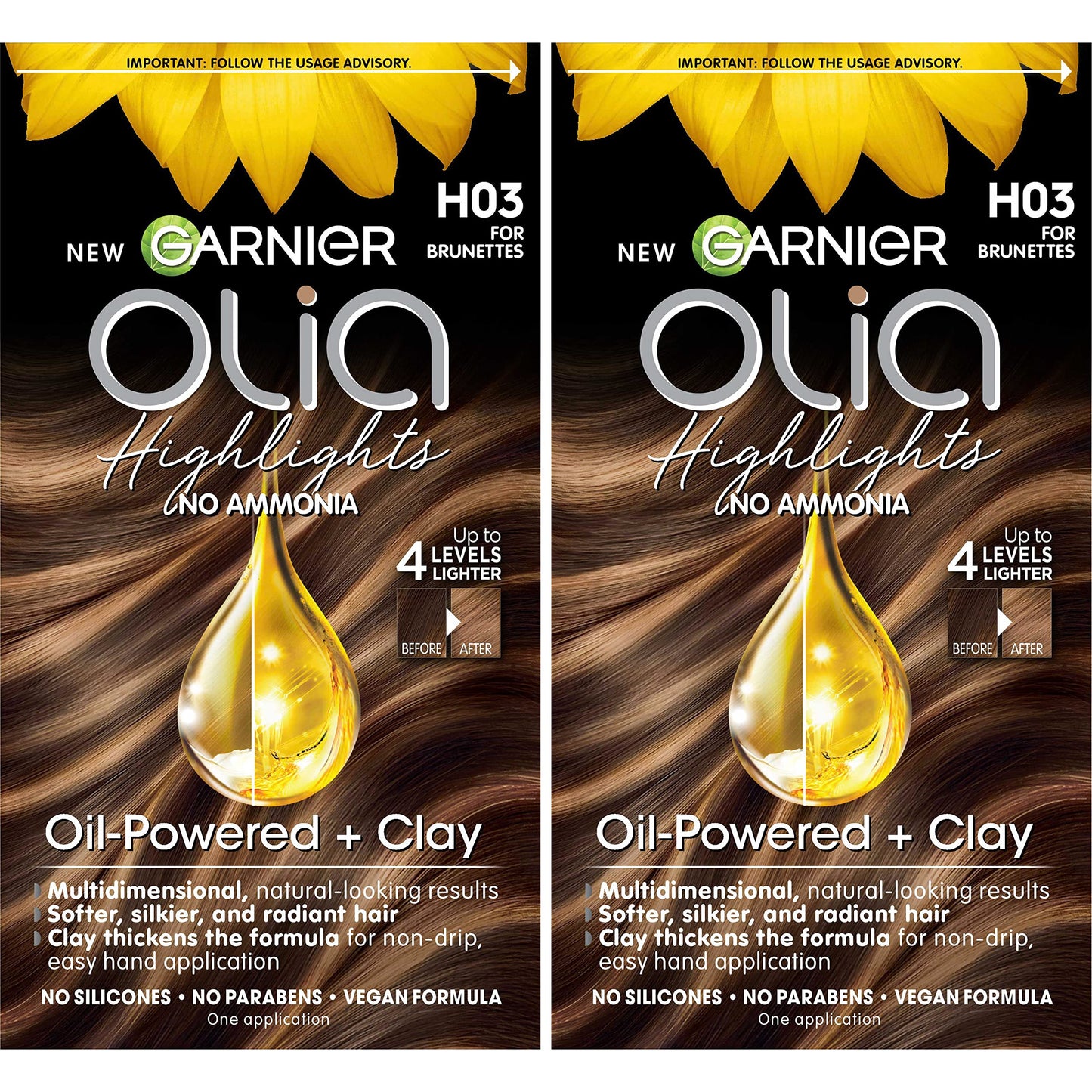 Garnier Hair Color Olia Ammonia-Free Permanent Hair Dye, H03 Highlights for Brunettes, 2 Count (Packaging May Vary) Beauty & Personal Care Garnier