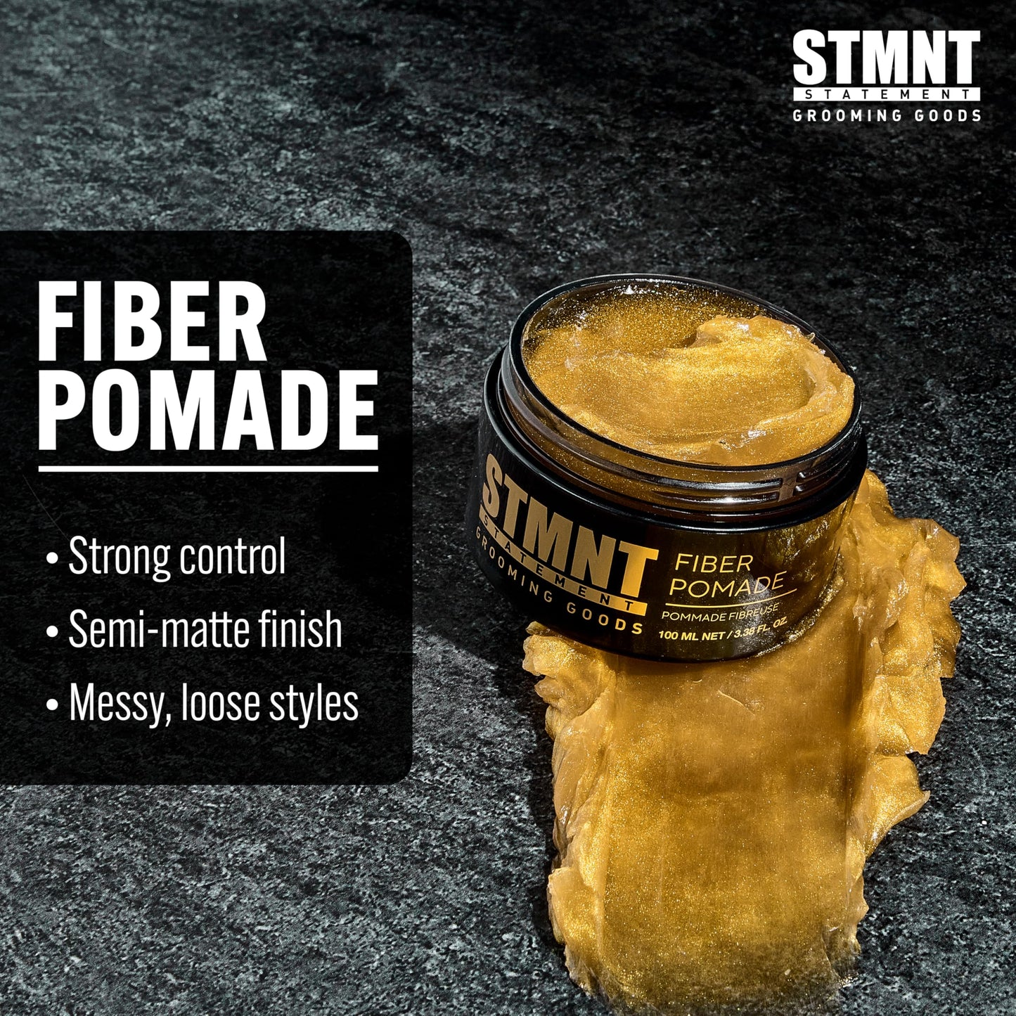 STMNT Grooming Goods Fiber Pomade, 3.38 oz | Semi-Matte Finish | Strong Control | Easy To Wash Out Beauty & Personal Care STMNT