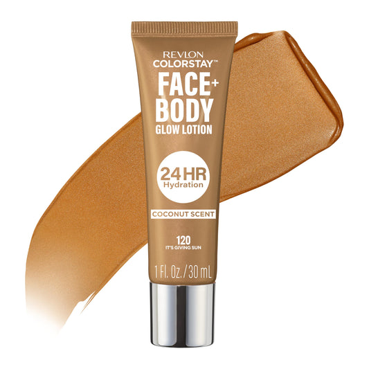 Revlon ColorStay Face & Body Glow Lotion, Hydrating Glow Moisturizer, 24HR Hydration, Illuminating Luminizing Shimmer, 120 It's Giving Sun Beauty & Personal Care REVLON