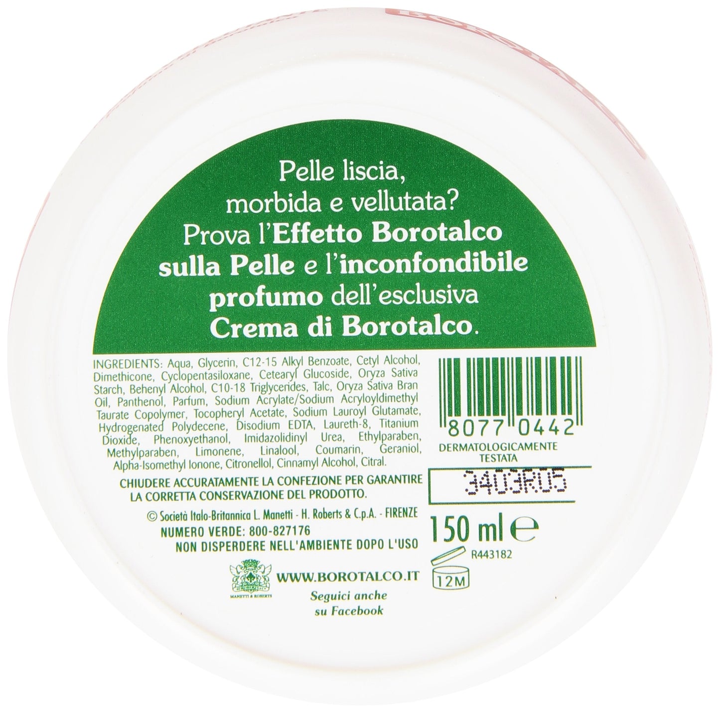 Manetti & Roberts: Borotalco Scented Smoothing Cream * 150ml * 5.07fl.oz * [ Italian Import ] Beauty & Personal Care Borotalco