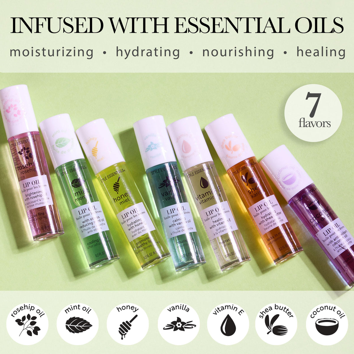 EXPRESSIONS 7pc Lip Oil Collection with Essential Oils - Hydrating Roll On Lip Oils Infused w/Natural Healing Essential Oils - Rollerball Lip Oils Beauty & Personal Care EXPRESSIONS