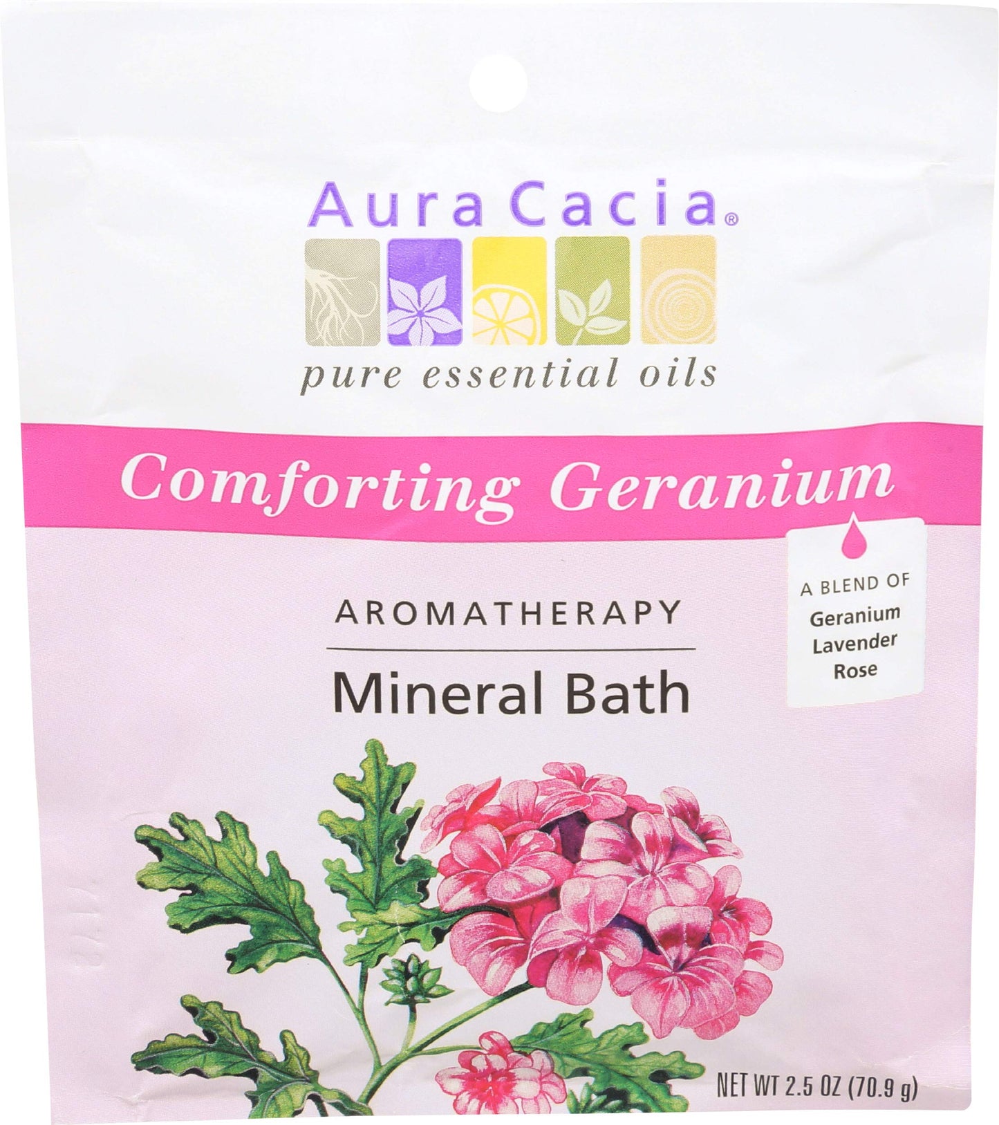 Aura Cacia Comforting Geranium Aromatherapy Mineral Bath 2.5 Oz. Packet Beauty and Personal Care Aura Cacia